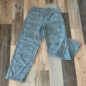 Future Collective Jeans Women Blue Checked Denim Straight Gabriella Karefa Sz 4